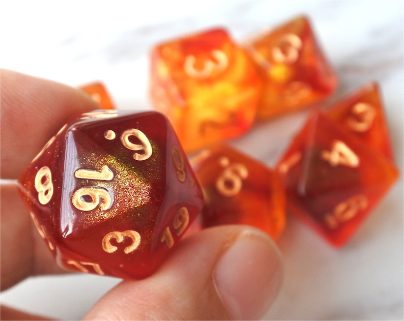 Dnd Dice Set Polyhedral Dice Red and Orange Mix Galaxy D&D Etsy