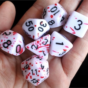 DnD Dice Set / Blood Red splatted dice set Polyhedral dice / D&D dice, Dungeons and Dragons, RPG Dice Critical Role Roll N/black (DS01)