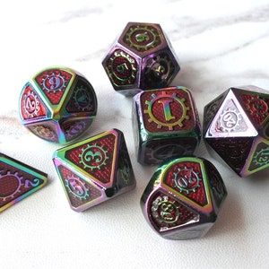 Red and purple Colors Polyhedral Game Dice  DND Dice Set Gear Dungeons and Dragons metal dice TRPG Games Board game dnd Dice gold (MT04)