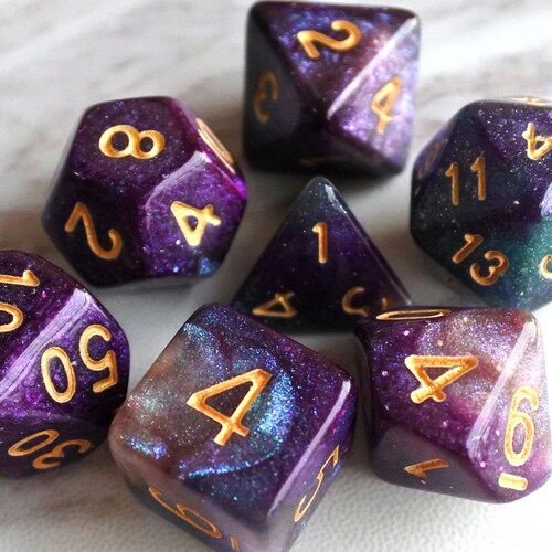 Dnd Dice Set Polyhedral Dice Galaxy D&D Dice Dungeons and Etsy