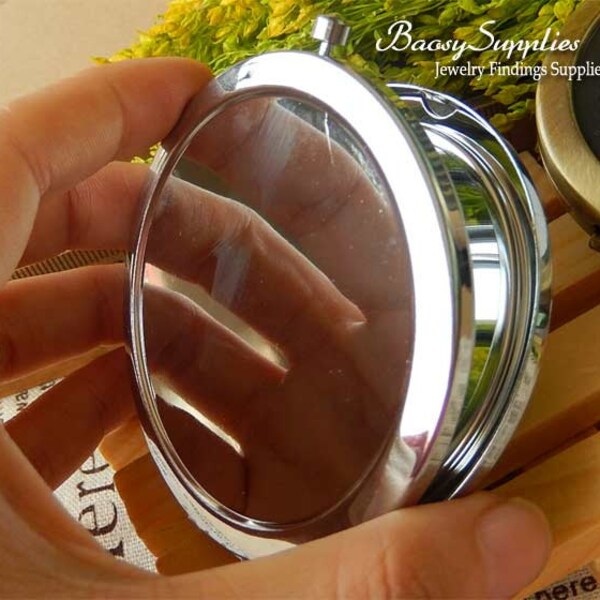 70mm silver Pocket Mirrors,silver Mirrors,DIY fabric mirror blanks,Portable mirror, DIY mirror base,Unfinished