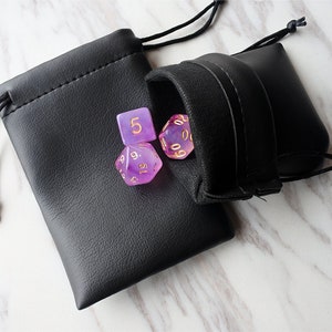 Small Black Faux Leather  Bag, DnD Dice Bag, LARP Pouch, Role Playing Game, Renaissance Faire Pouch