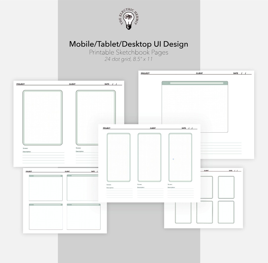 UI/UX Design Sketchbook Printable PDF Wireframing Notepad - Etsy