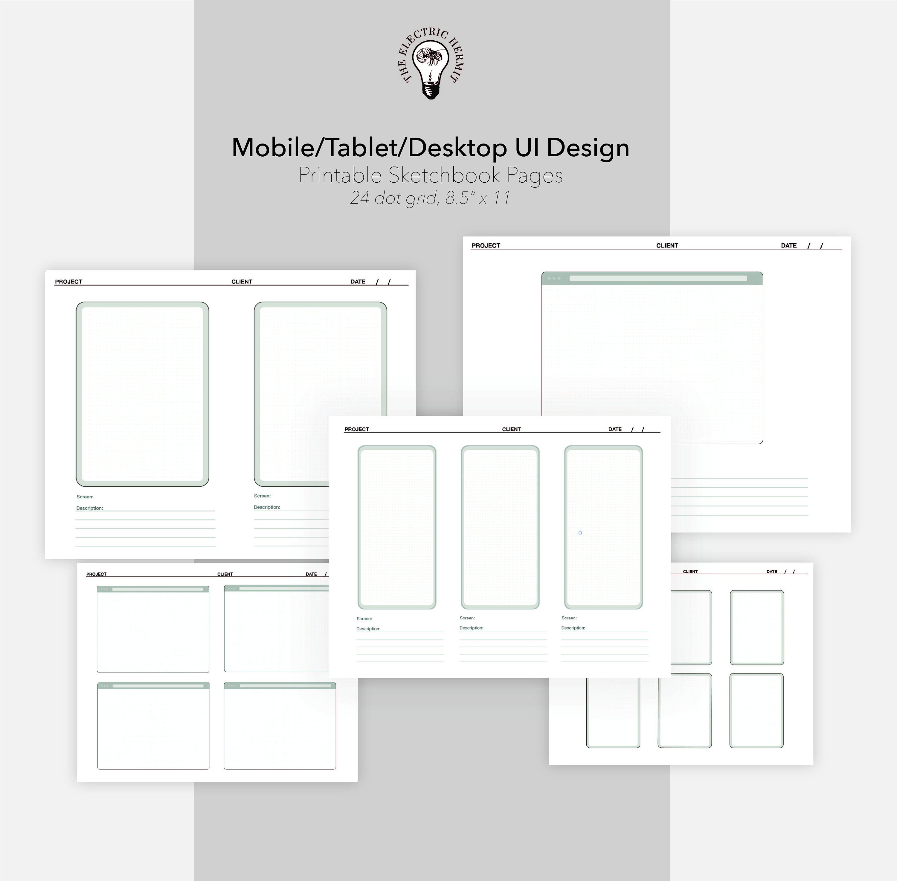 UI UX Sketch Pad Sheets 