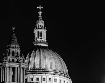 St Paul's Cathedral at night - fine art black and white photographic print