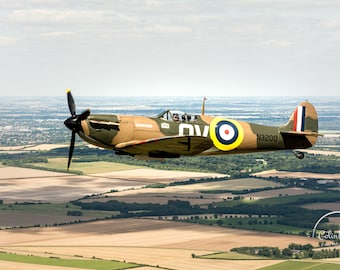 Spitfire photo, N3200 Spitfire Mk1 in flight, WWII fighters, photograph, various sizes