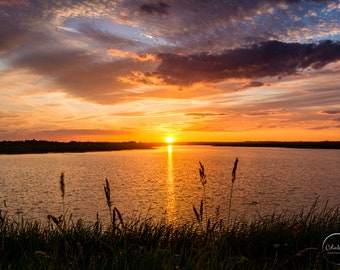 Sunset photo decor - sunset over water, an Essex creek, colourful sunset landscape print, tranquil art in various sizes