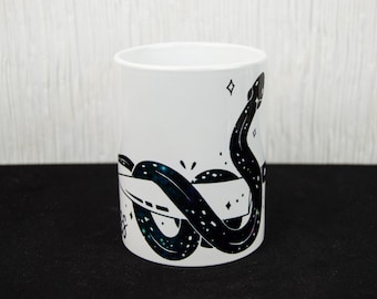 Taza de serpiente y cuchillo ~ Be Fearless ~ Diseño de color galaxia