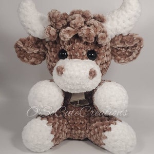 brown highland cow, mothers day, cow amigurumi plushie, handmade, farm animal nursery, cow lovers gift, baby shower gift, so cute creations