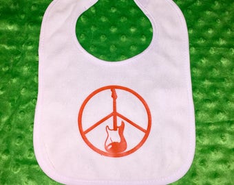 Peace and Music Baby Bib