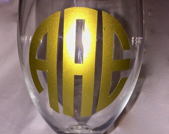 Monogrammed Personalized Wine Glass