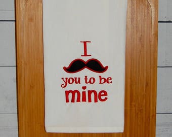 Mustache You to Be Mine Hand Towel