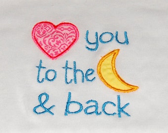 Love You to the Moon and Back Appliquéd and Embroidered Shirt