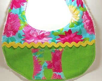 Monogrammed and Appliquéd Bib and Burp Cloth Gift Set