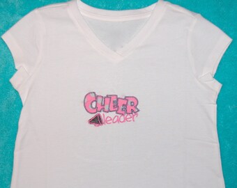 Embroidered and Appliqued Megaphone Cheerleading T-Shirt