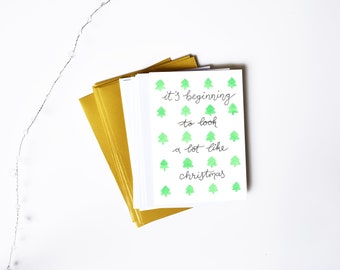 Hand-painted Christmas tree card