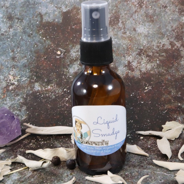 Crystal Herbal Liquid Smudge Spray, Cleansing Smudge Spray, Smokeless Smudging, White Sage Liquid Sage