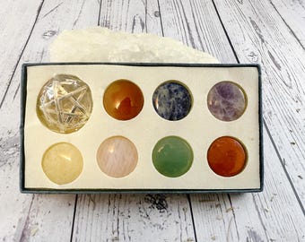 Péndulo de chakras con pentagrama • 7 piedras preciosas intercambiables • Herramienta de sanación energética y adivinación