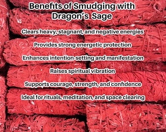 Dragon’s Blood White Sage Smudge Sticks – Protection, Energy Cleansing & Negative Energy Removal Ritual Bundle