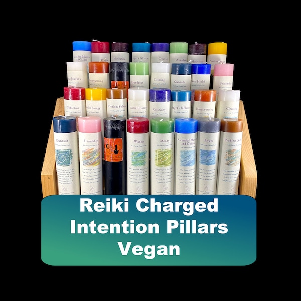 Reiki Charged Pillar Candles Scented Pillar Candle, Manifestation Candle-  Various Intentions