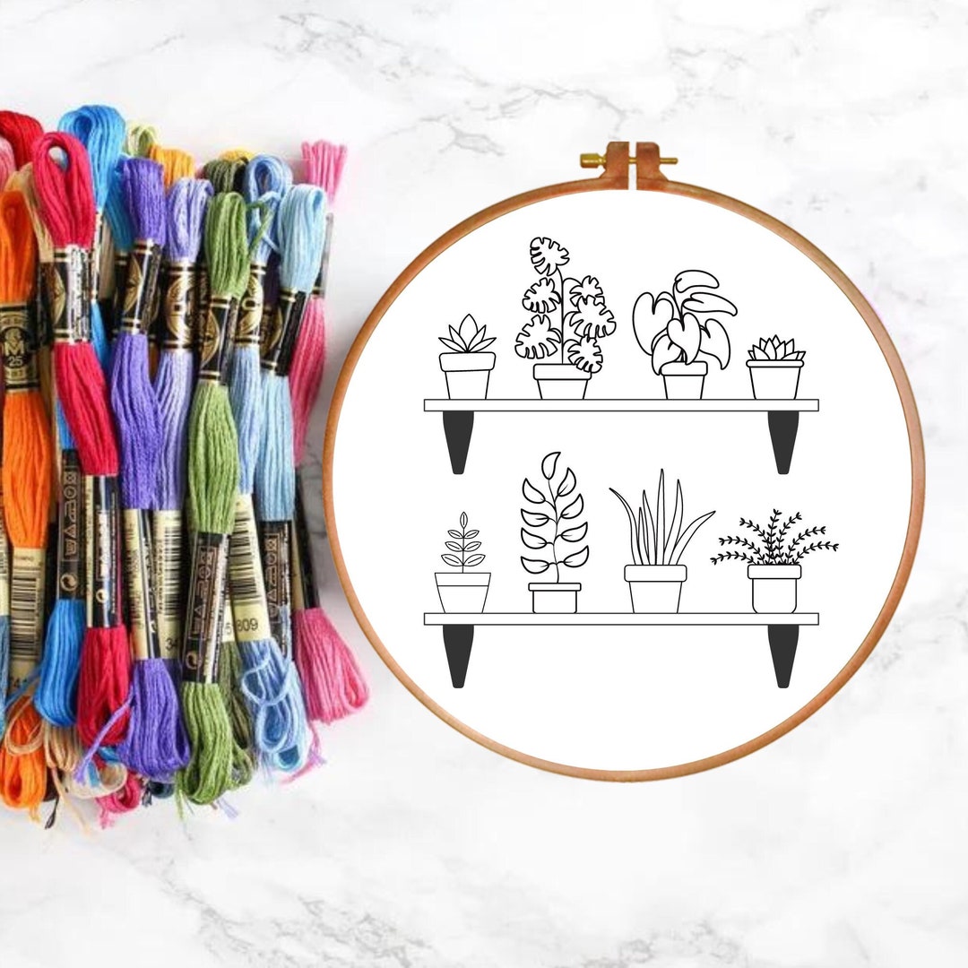 PDF Hand Embroidery Pattern, Plant Shelf, Plant Lover, Beginner ...