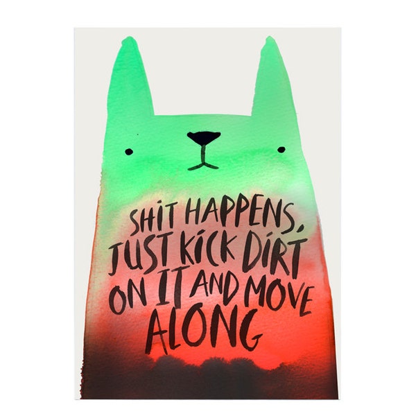 Shit Happens Cat A3 Art Print