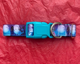 Haunted Buckle Collar dog puppy adjustable blue purple halloween spooky goth unisex haunted house bat goth punk emo cosplay furry vegan ddlg