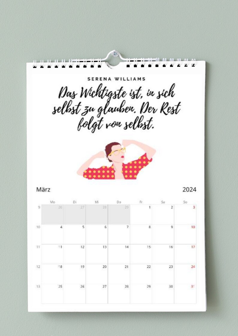 Calendar 2024 for Strong Women Wall Calendar Feminism Empowerment Self