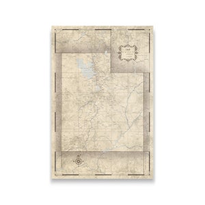 Utah Travel Push Pin State Map - Rustic Vintage Cork Pin Board Canvas (Rustic Vintage Style)