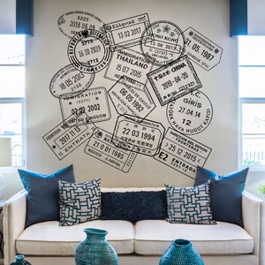 Passport Stamp Wall Decals Large