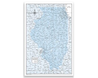 Pin Board Light Blue Color Splash Push Pin Illinois Map
