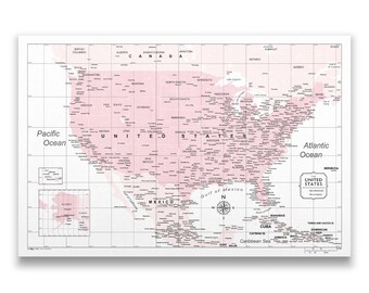 Pink Usa Map Etsy