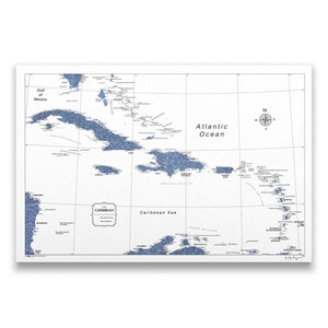 Caribbean Map Poster - Navy Color Splash