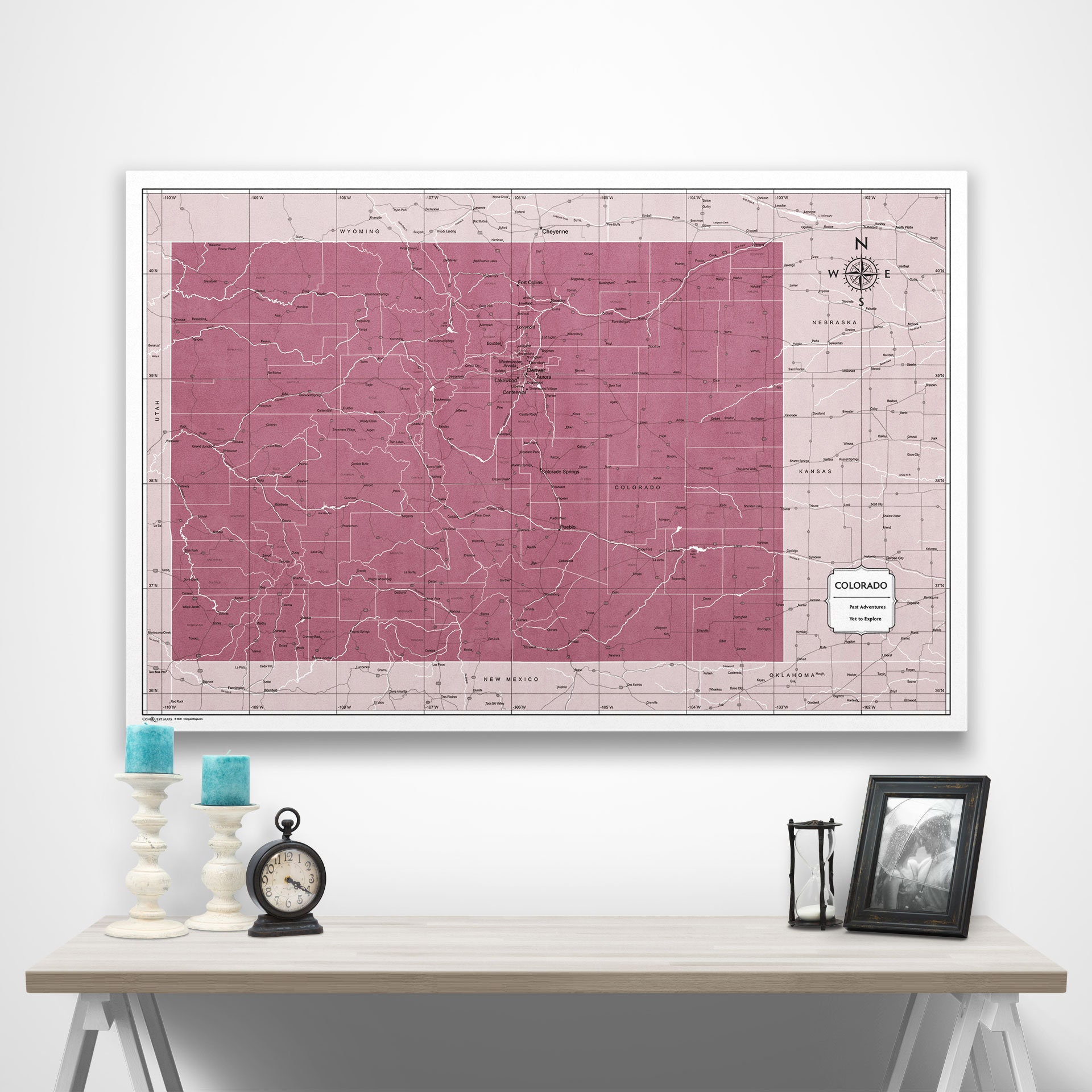 Colorado Map Poster Burgundy Color Splash - Etsy