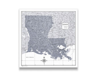 Push Pin Louisiana Map (Pin Board) - Dark Gray Color Splash