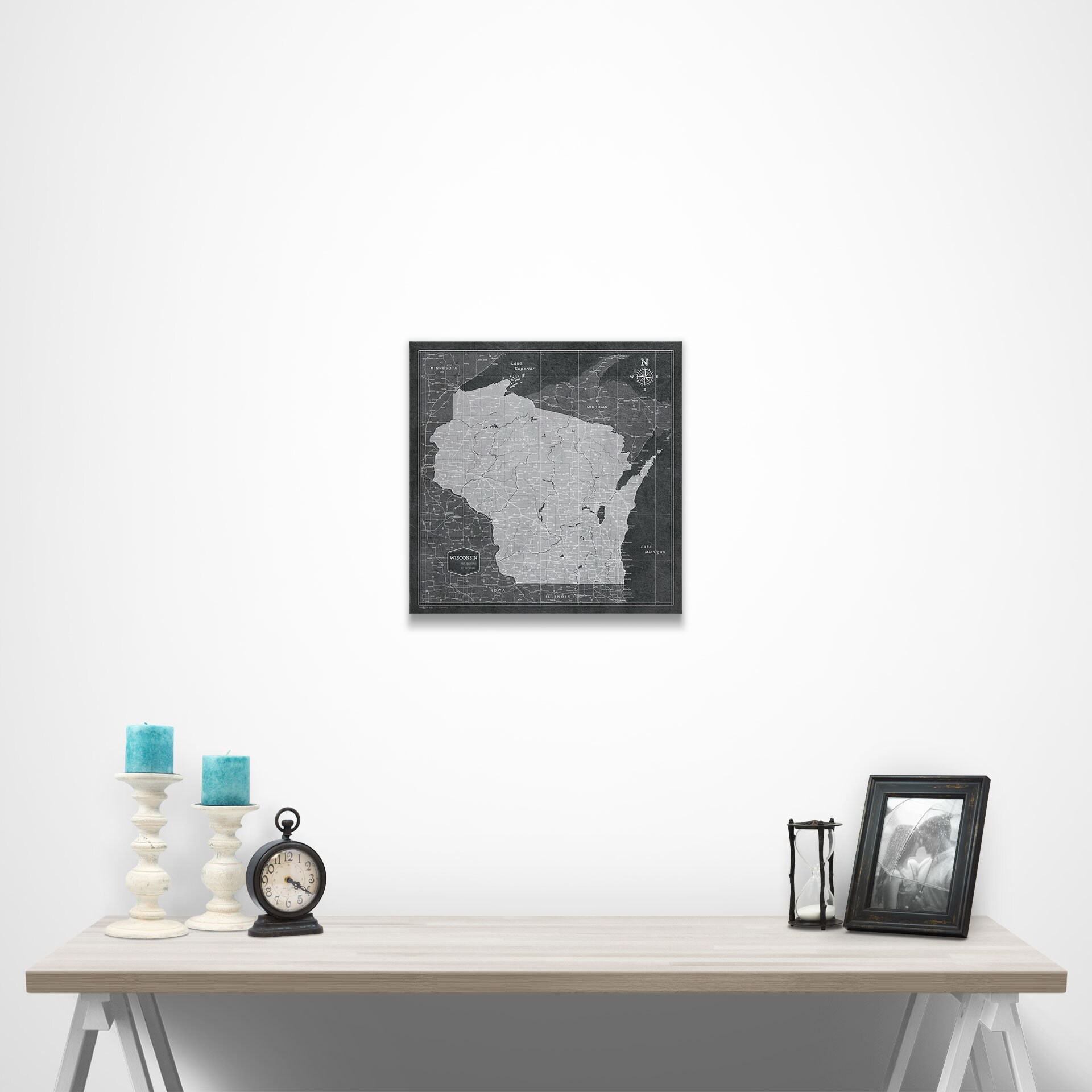 Wisconsin Map Pin Wisconsin Travel Push Pin State Map - Modern Cork Pin Board Canvas ...