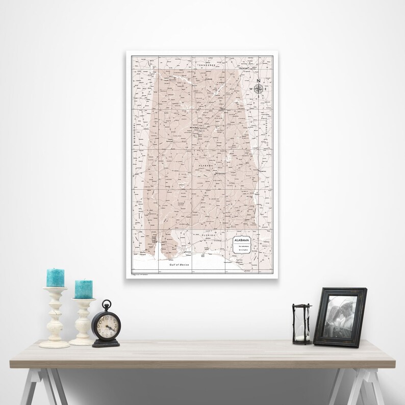 Pin Board Push Pin Alabama Map Light Brown Color Splash