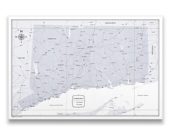 Push Pin Connecticut Map (Pin Board) - Light Gray Color Splash