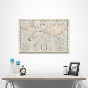 World Map Poster Rustic Vintage Style Travel Map image 8