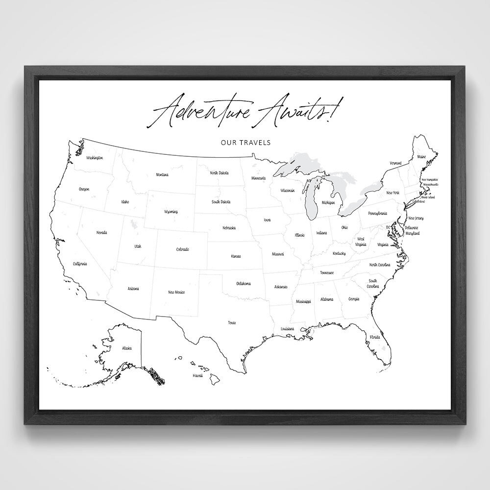 Push Pin Mini USA Travel Map - States Labeled - Personalizable Cork Pin ...