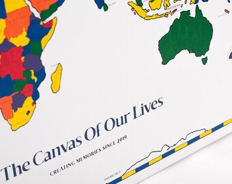 Paint Your Own Push Pin World Map - Coloring Map - DIY Blank Map Wall Art - Personalizable World Map