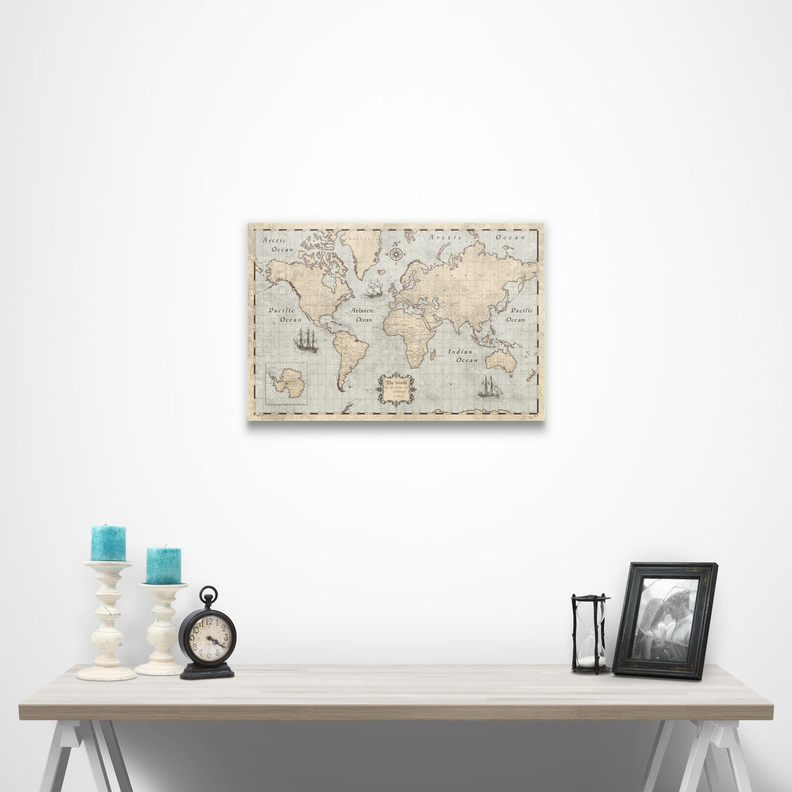 World Map Poster Rustic Vintage Style Travel Map Etsy