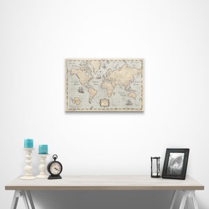 World Map Poster Rustic Vintage Style Travel Map image 7