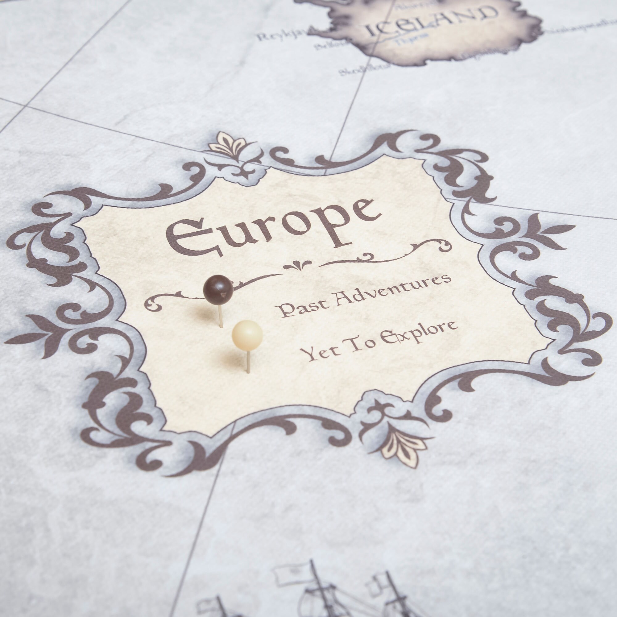 Europe Travel Push Pin State Map - Rustic Vintage Cork Pin Board Canvas ...