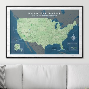 National Parks Push Pin Travel Map - Gift for Adventure Lover