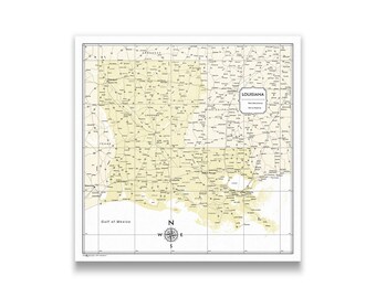Louisiana Map Poster - Yellow Color Splash