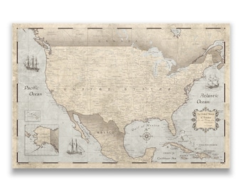 Rustic Vintage Map Poster - USA Map