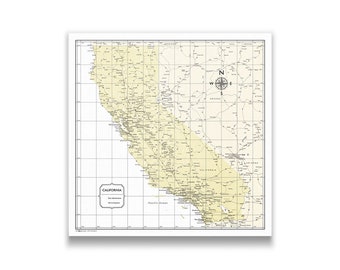 California Map Poster - Yellow Color Splash