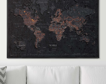 World Push Pin Travel Map Pin Board - Halloween Decor - Conquest Maps