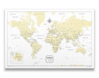 Push Pin World Map (Pin Board) - Yellow Color Splash